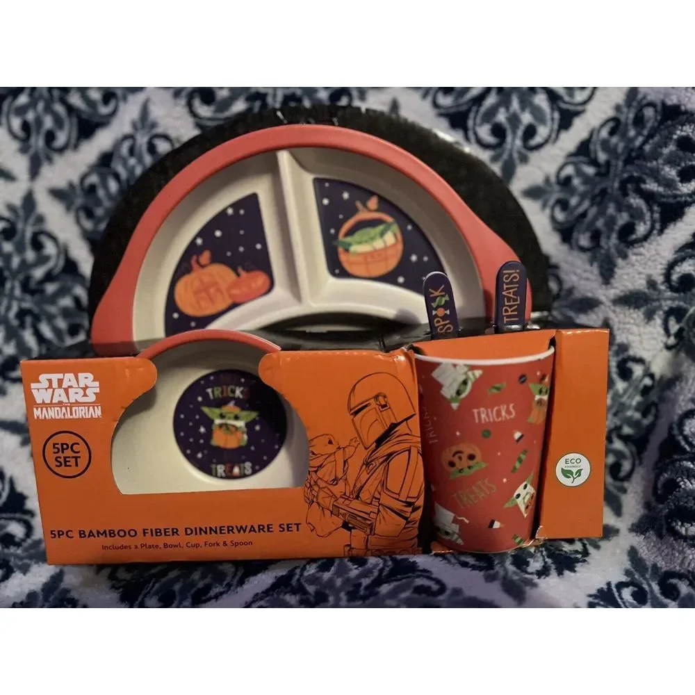 Star Wars MANDALORIAN Baby Yoda 5 PC Bamboo Child Dinnerware‎ Set
